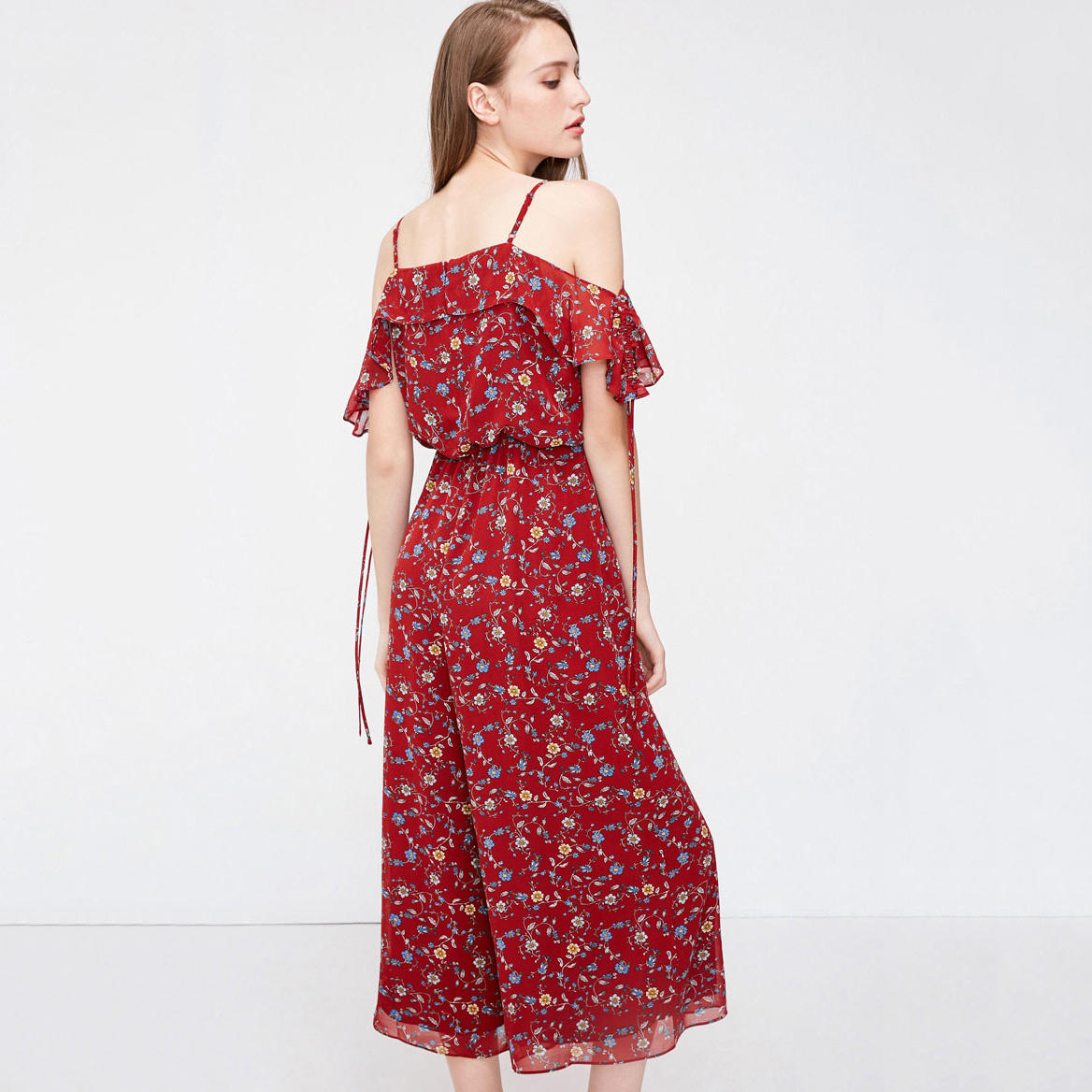 OEM Factory Custom Chiffon Red Women Jumpsuit